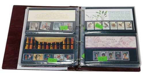 A Royal Mail presentation pack, comprising various presentation sleeves from the 80s and 90s, to include Architects of Air, Tales of Terror, Queen's Horses, Enid Blyton, Endangered Species, and others, in ring binder.