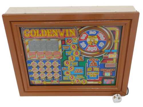 A Golden Win light up display, in wooden surround, 53cm x 64cm.