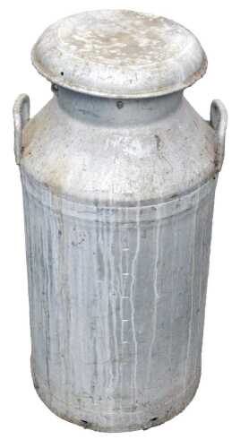 A galvanised milk churn, the top stamped Leicester Cooperative Society Limited, 79cm high.