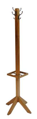 A 20thC oak coat stand, with four metal double hooks to top and four recesses for sticks and umbrellas to base, on four outswept legs, 163cm high.