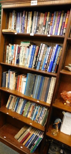 Various aviation related books, to include various volumes of The Aircraft of the Fighting Powers, Air Fields of the Eighth Now and Then, Bomber Squadrons of the RAF, etc. (3 shelves)