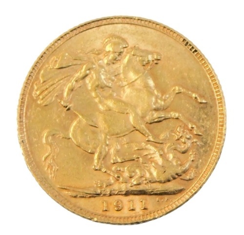 A George V full gold sovereign, dated 1911.