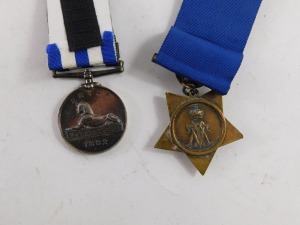 A Queen Victoria Egypt Medal, 1882-89, with Tel-el-Kebir clasp, with replacement ribbon, and a Khedive's Star. (2) - 2