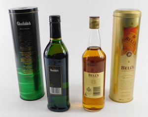 Two bottles of single malt Scotch whisky, comprising Glenfiddich, aged twelve years, 70cl, and Bell's extra special, aged eight years, 70cl, both with outer tube cases. - 2