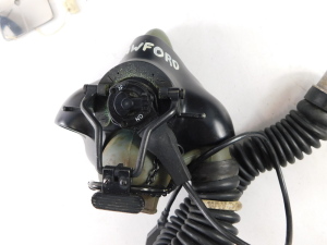 An RAF flight helmet, circa 1970, size 2 broad, with visor and cover, respirator, etc. (ex Flight Lieutenant Crawford, Vulcan bomber display team) - 2