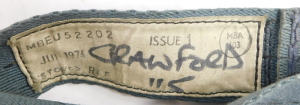An RAF cloth helmet, 22c, size 3, with respirator, leg straps, and navigation protractor. (ex Flight Lieutenant Crawford, Vulcan Bomber display team) - 3