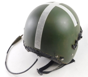 A Military aviators helmet, 22c, mark 4A/4, size medium, with headphones, and visor. - 5