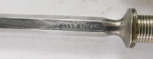 A late Victorian three piece carving set, with antler handles and silver plated scrolling acanthus leaf terminals, with silver ferrales. - 2