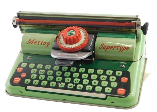 A Mettoy Super Type child's tinplate toy typewriter, boxed.