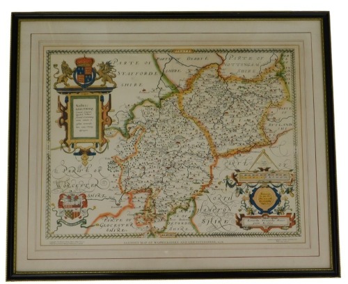 A reproduction map of Leicestershire and Warwickshire after Christopher Saxton, after the original of 1576, 41cm x 53cm.