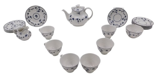 A Royal Doulton York Town pattern part tea service, comprising milk jug, sugar bowl, teapot, six cups and saucers, and six side plates.