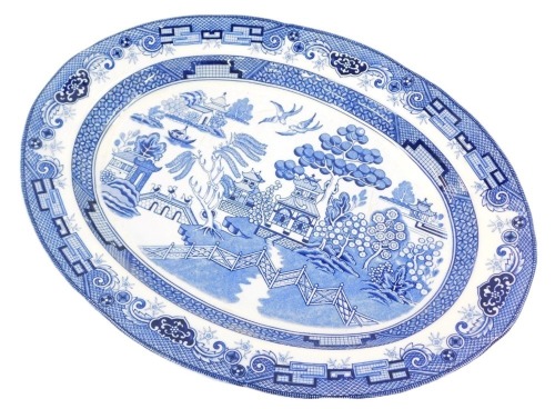 A 20thC Churchill Willow pattern meat plate, 47cm wide, 35cm deep.