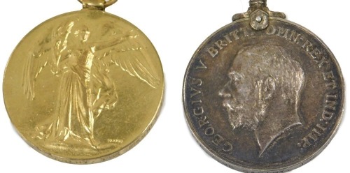 Two WWI medals, comprising 1914-18 British war medal, and a Victory medal, each bearing inscription 51060 PTE M McCarthy The Queen's SR, each with ribbon.