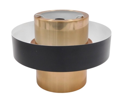 A 1960s black and copper hanging light fitting, possibly by Jo Hammerbourg, 23cm high.
