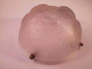 A 1930's Lalique Art Deco frosted glass pendant light shade of hemispherical