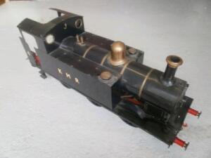 A 5" gauge garden railway steam engine in black livery 0-6-0