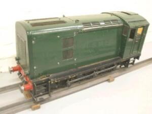 A 5" gauge garden railway kit built electric shunter in green livery