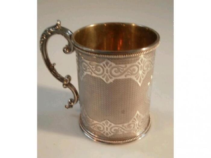 A Victorian presentation cylindrical mug