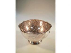 A George V silver presentation rose bowl with moulded wavy border