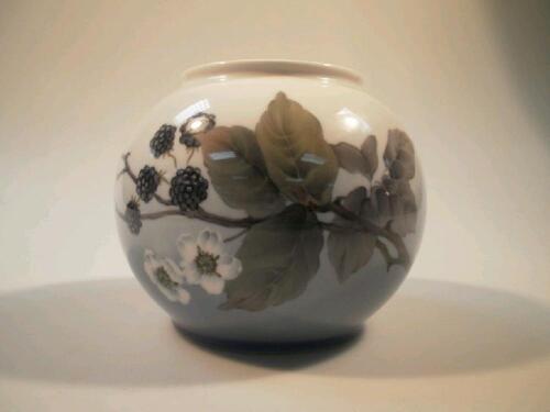 A Royal Copenhagen porcelain spherical vase painted with blackberry decoration