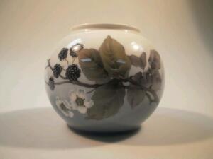 A Royal Copenhagen porcelain spherical vase painted with blackberry decoration