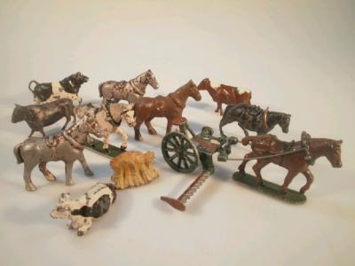 A collection of Britain's lead farm animals and figures