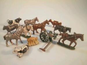 A collection of Britain's lead farm animals and figures