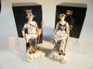 A pair of Royal Crown Derby figures of a shepherd and shepherdess - 4