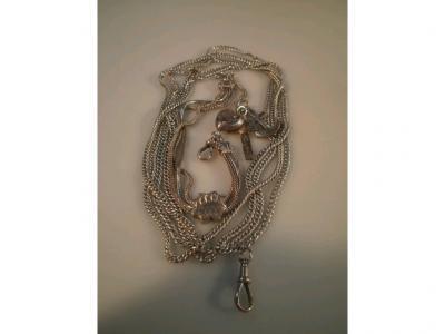 A ladies silver watch chain with link bracelet