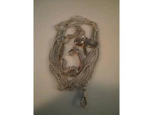 A ladies silver watch chain with link bracelet