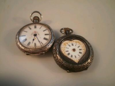 Two ladies silver pocket watches