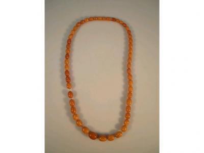 An amber bead necklace