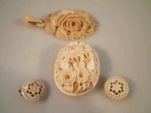 A carved ivorine pendant