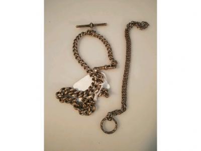 Two silver watch chains