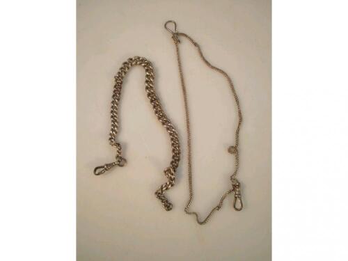 Two silver watch chains