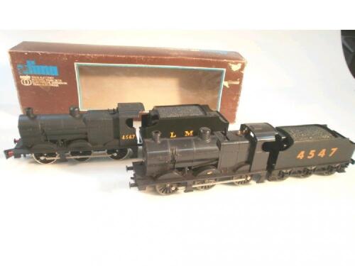 A Lima 0 scale plastic steam locomotive with tender in black LMS livery