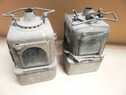 A pair of railway oil lamps