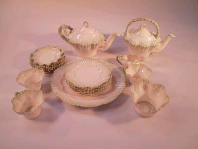 Belleek teaware comprising two teapots