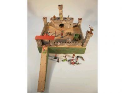 A vintage painted wooden model fort