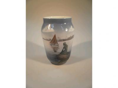 A Royal Copenhagen Langeline vase painted with a figure of the Little Mermaid