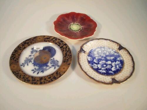 A Doulton Burslem Persian spray pattern cabinet plate decorated in underglaze