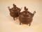 A pair of early 20thC period Japanese bronzes censers