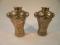 A pair of early 20thC Chinese brass vases cast in relief with fish
