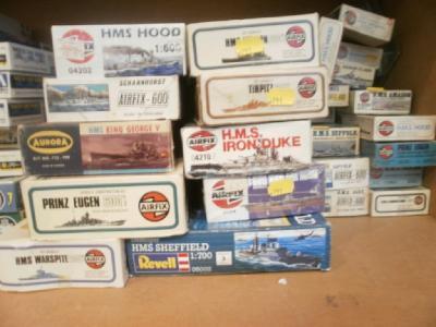 Twenty four kit models of ships by Airfix