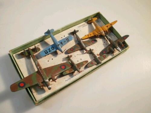 A Dinky Toys' no 62H Hawker Hurricane Single Fighter in box and other Dinky Toys' planes