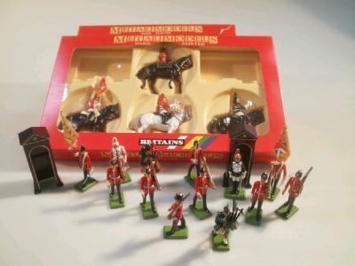 Modern Britain's metal painted figures representing the Trooping of the