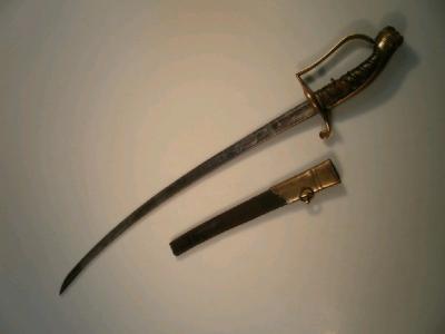 A late 18thC sabre in scabbard a/f