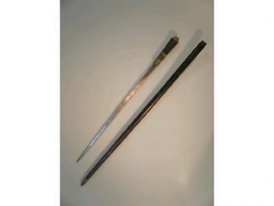 A late 19thC Anglo Indian sword stick with brass mounts