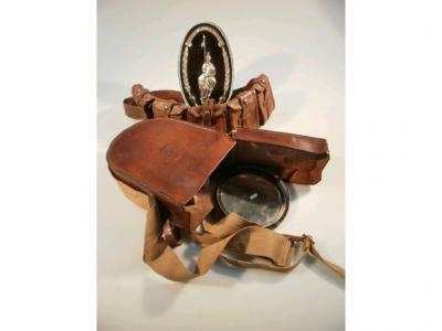 An early 20thC leather ammunition belt and a leather signal man's satchel
