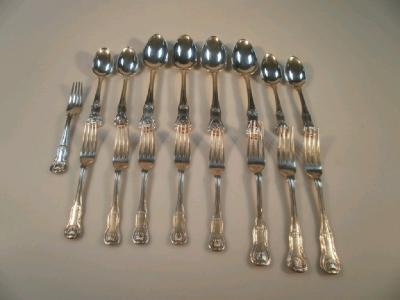 A quantity of silver Georgian and Victorian Kings pattern forks and spoons